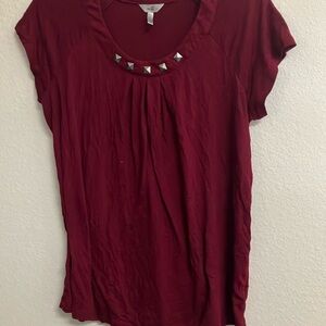 Metro 7 Women's Studded Scoop Neck Top - Burgundy